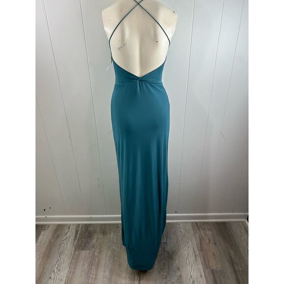 LOVE X DESIGN NWOT Slinky Halter Maxi Dress in Atlantic blue. Size M - Picture 6 of 8